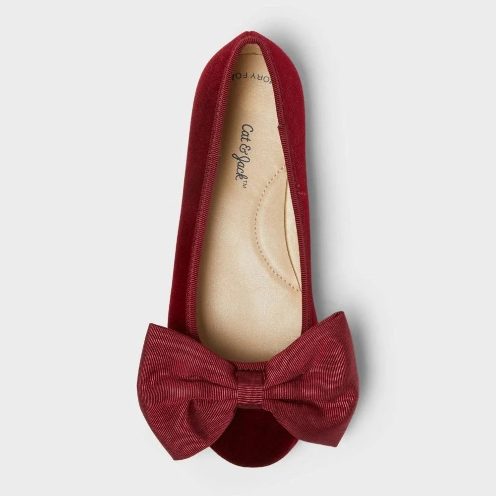Girls Size 4 Cat & Jack Perla Ballet Flats Red New With Tags - Picture 5 of 10